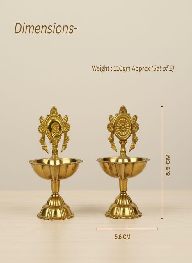 Ritualistic Brass Diya Set for Pooja | Traditional Pooja Items for Pooja Room | Elegant Brass Diya for Daily Worship, Festive Rituals & Home Decor | Perfect Spiritual Gift for Housewarming | Pack of 2 - Image 2